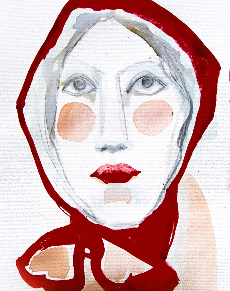 Portrait au foulard rouge - Doris Schmitz