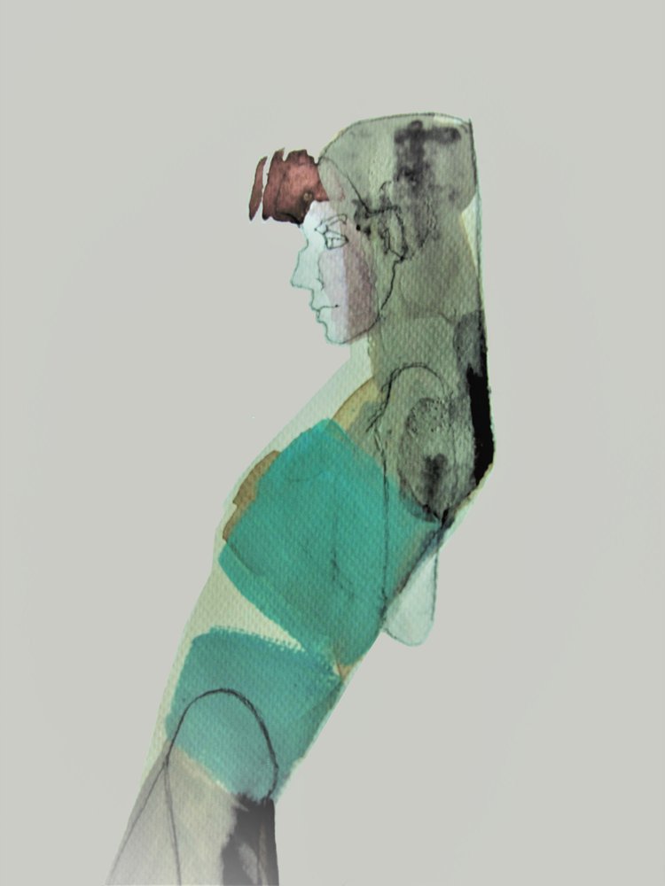 Profil drapé bleu sarcelle - Doris Schmitz