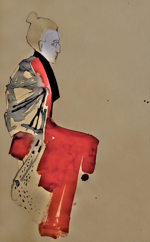 Femme en kimono rouge - Doris Schmitz