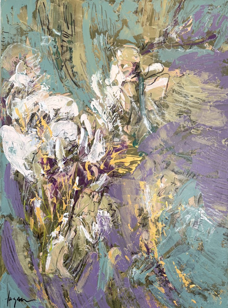 Fleurs violettes abstraites - Dorothy Fagan
