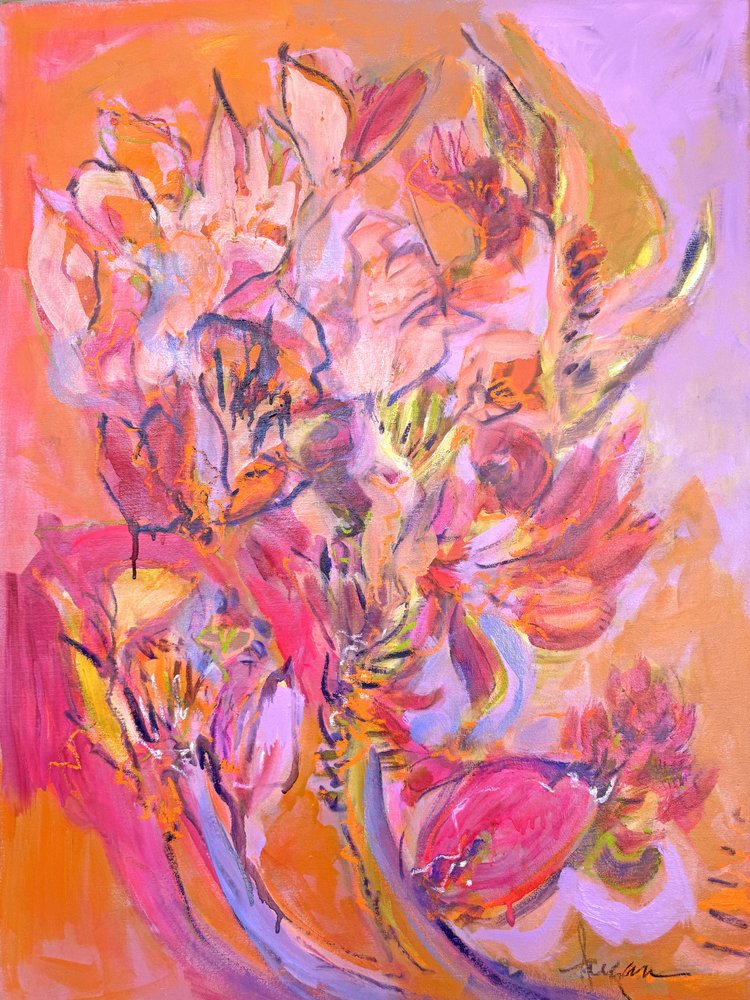 Fleurs abstraites aux couleurs vives - Dorothy Fagan