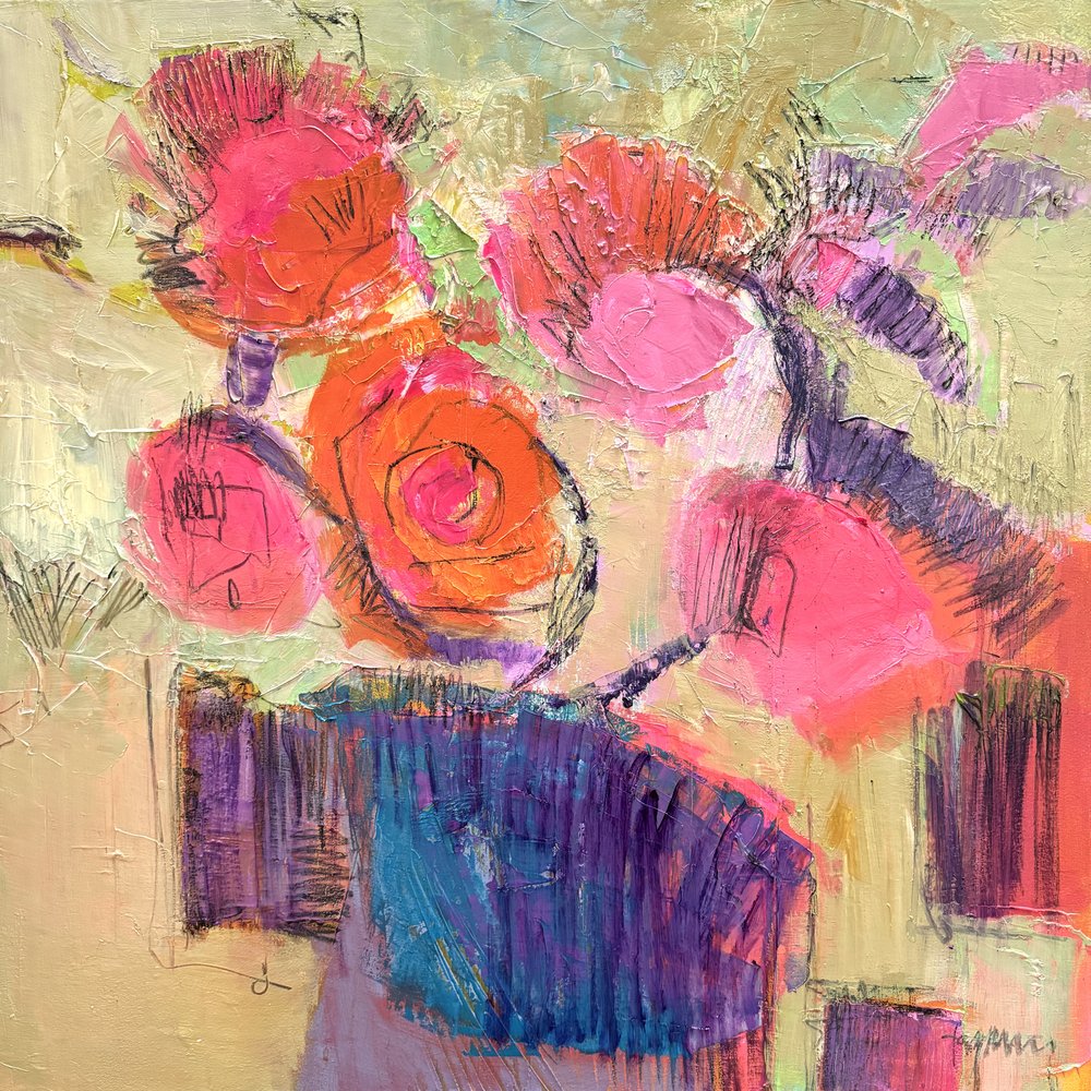 Fleurs abstraites aux couleurs vives - Dorothy Fagan