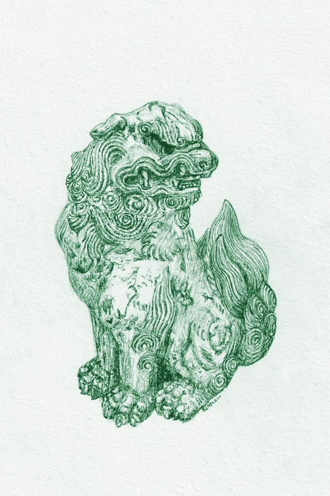 Gardien Foo Dog vert - EC Mazur