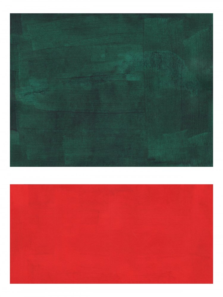 Blocs vert foncé et rouge - Ejaaz Haniff