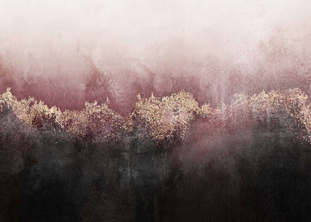 Forêt brumeuse couleur or rose - Elisabeth Fredriksson