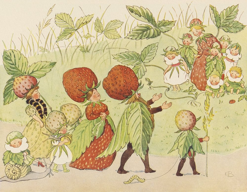 Lasse le Petit dans le jardin - La famille des fraises - Elsa Beskow