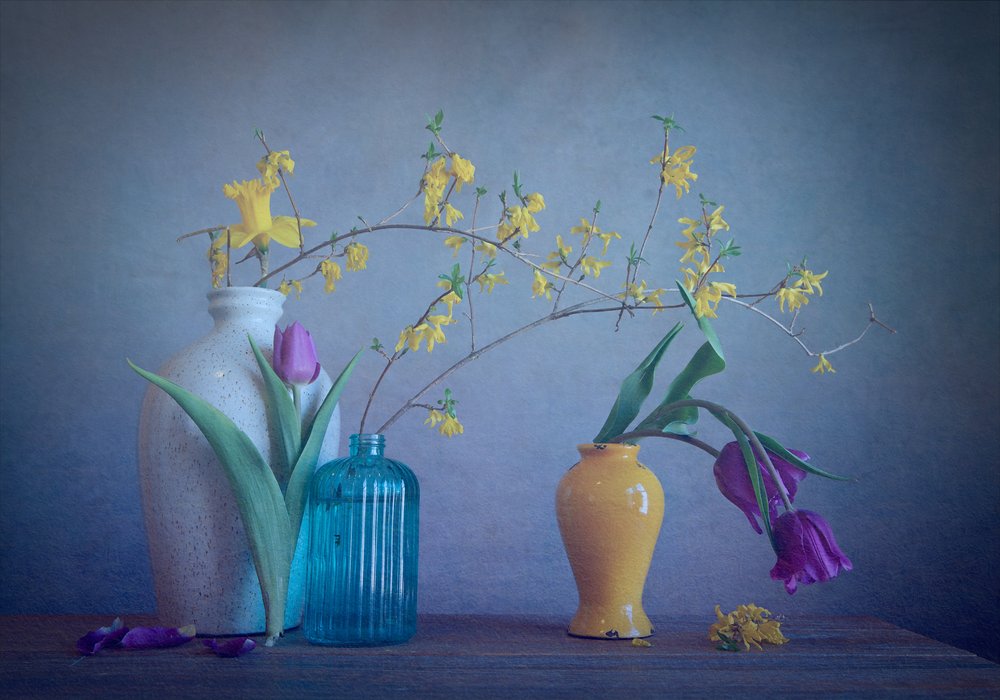 Vases et fleurs de printemps - Fangping Zhou