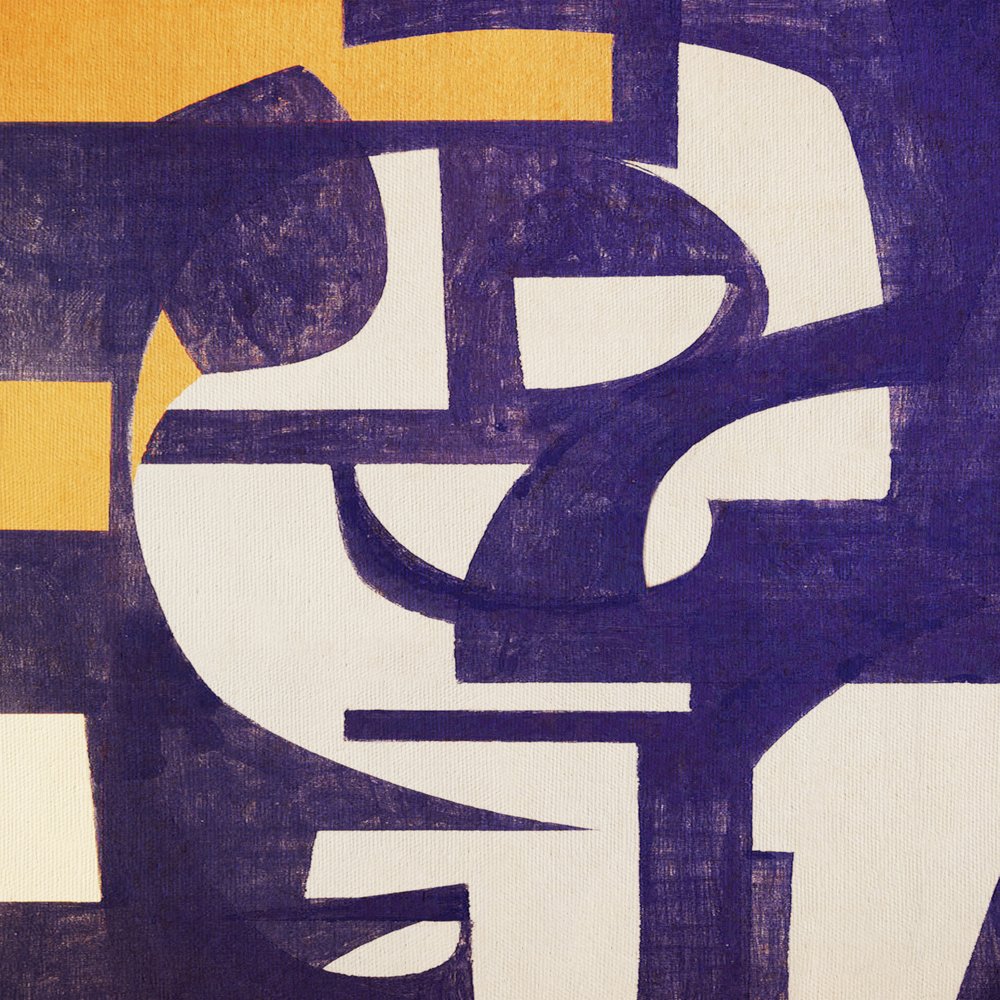 Formes abstraites violettes et dorées - Fernando Vieira