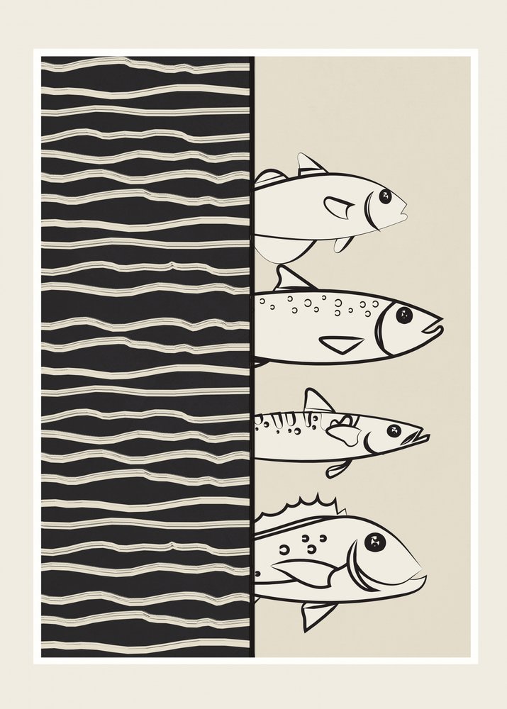 Illustration de poissons nageant - Flow Line