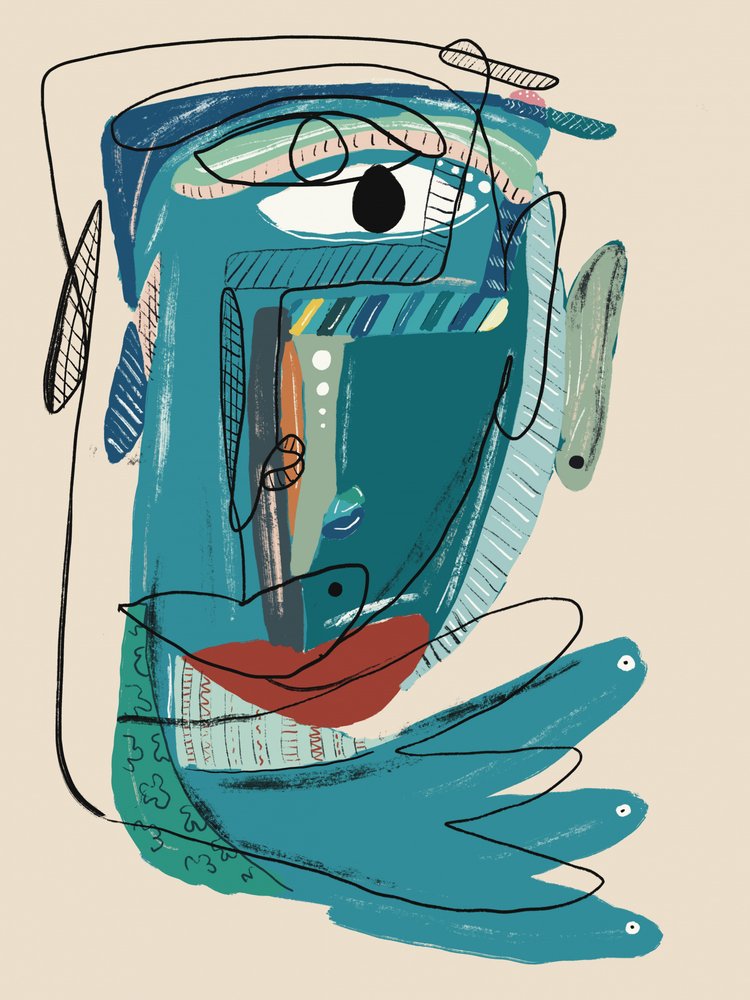Visage bleu abstrait - GIovanna Gil Alves