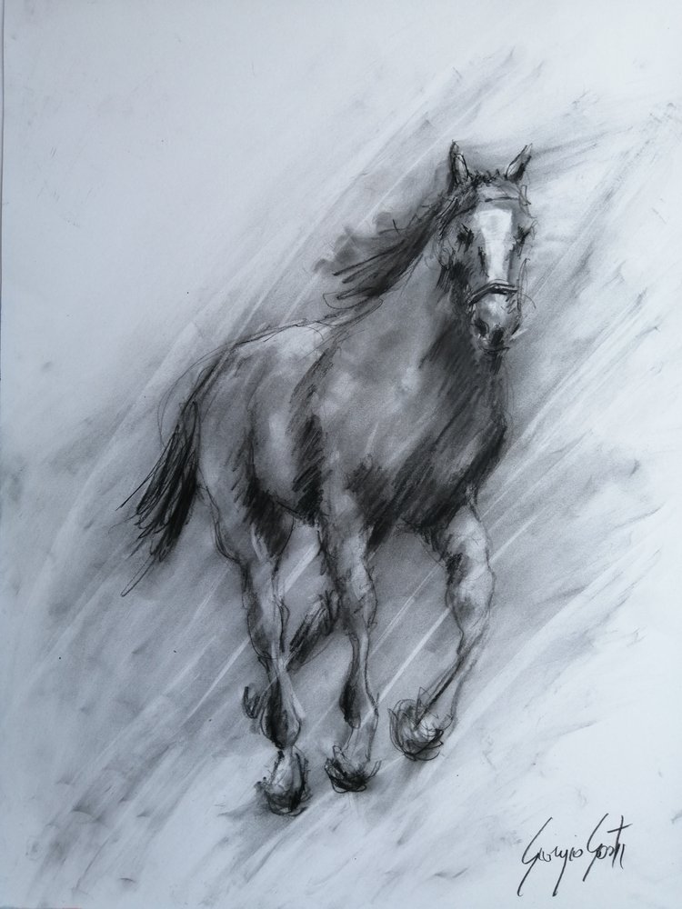 Cheval au charbon de bois dynamique - Giorgio Gosti