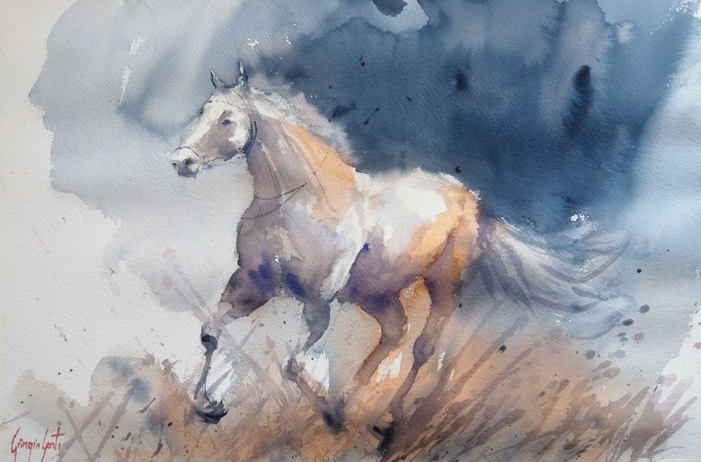 Cheval énergique bleu - Giorgio Gosti