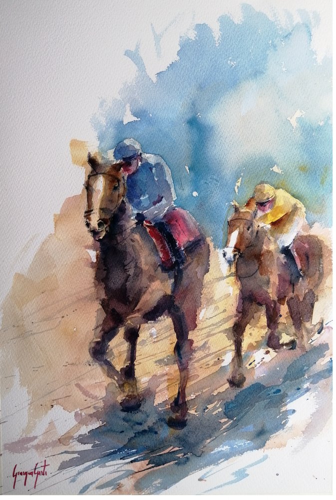 Tableau « Jockeys au galop » - Giorgio Gosti