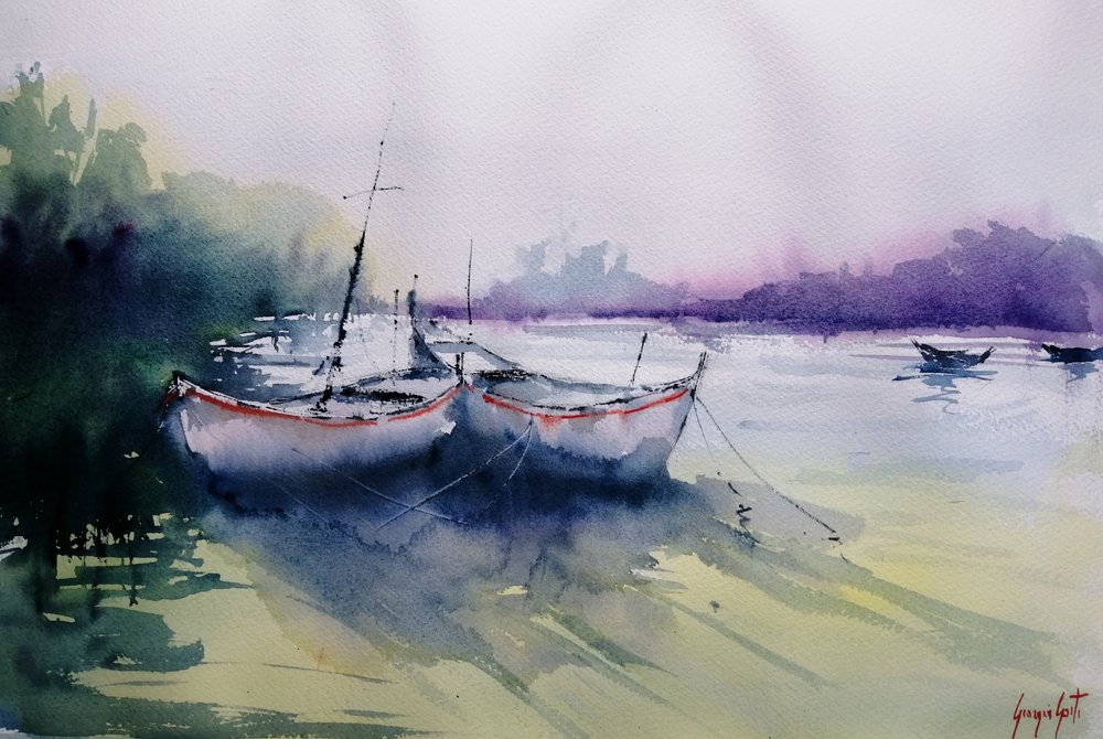 Les bateaux du matin brumeux - Giorgio Gosti