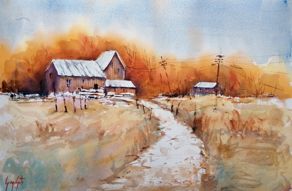 Grange rustique en hiver - Giorgio Gosti