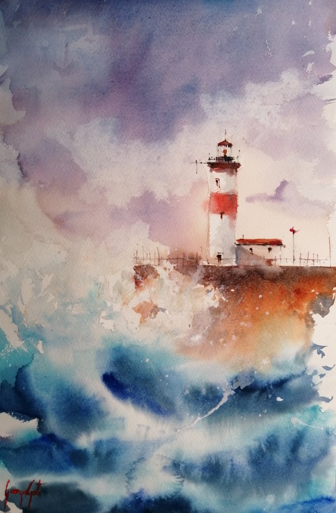 Les vagues déchaînées du phare - Giorgio Gosti