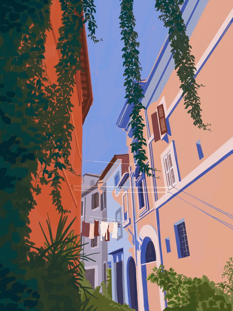 Une rue européenne pleine de charme - Goed Blauw