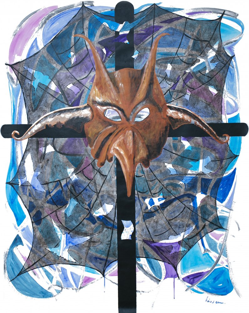 Croix au masque à cornes sinistre - Ida Publishing