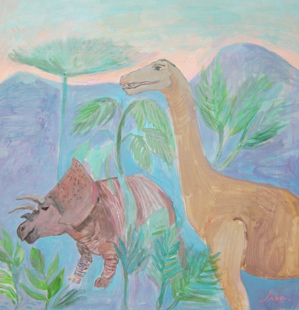 Paysage de dinosaures tout doux - Iria Fernandez