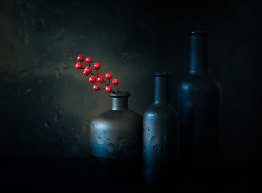 Nature morte aux baies rouges mélancoliques - Jacqueline Hammer