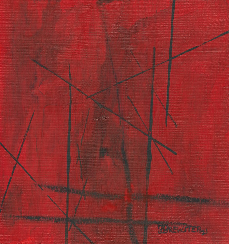 Lignes rouges abstraites - Janine Brewster