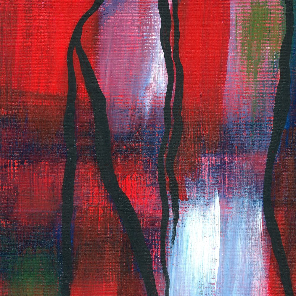 Lignes rouges abstraites et dynamiques - Janine Brewster