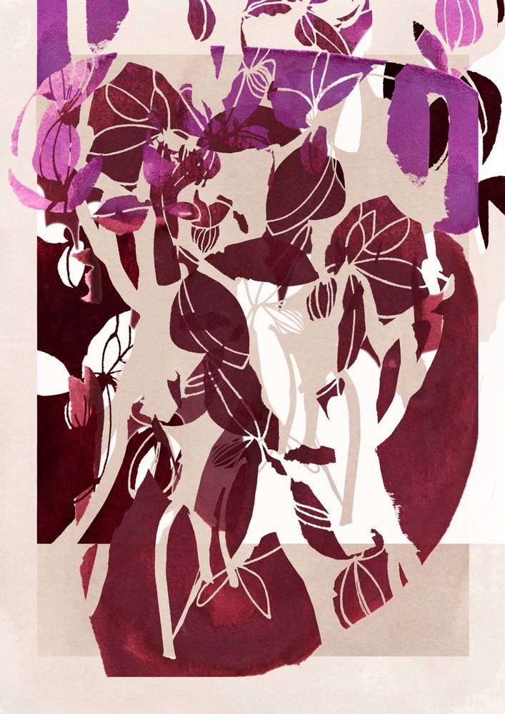 Motifs floraux abstraits magenta - Jenja Braun
