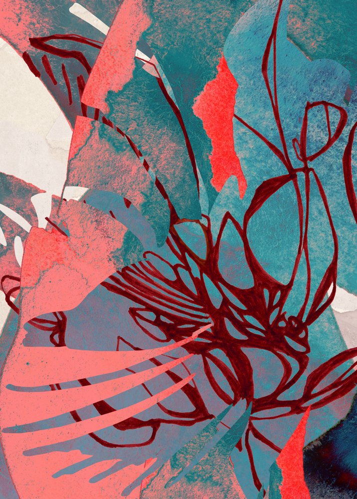 Coral Teal Organic Flow - Jenja Braun