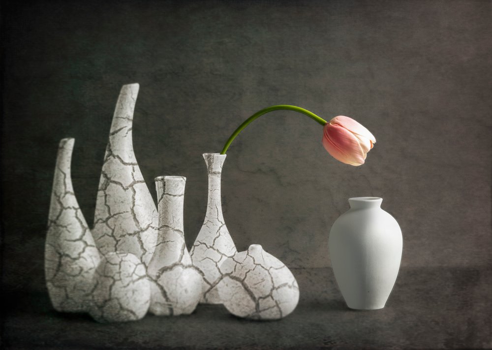 Vases « Tulipe rose » craquelés - John-Mei Zhong