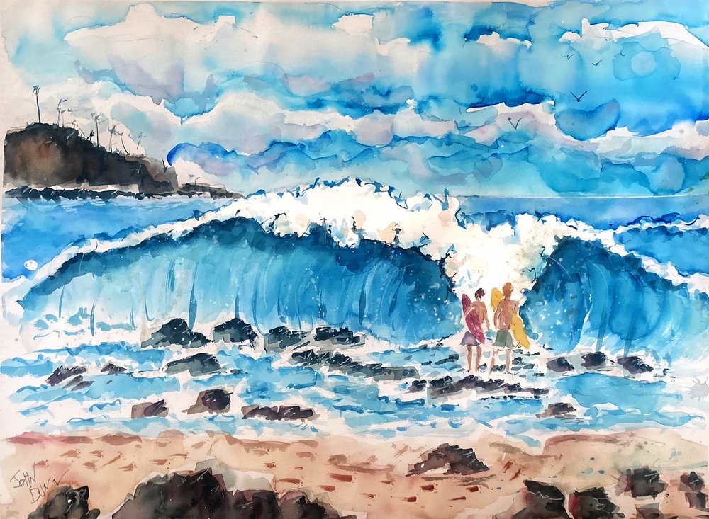 Surfeurs sur les grosses vagues - John Dunn