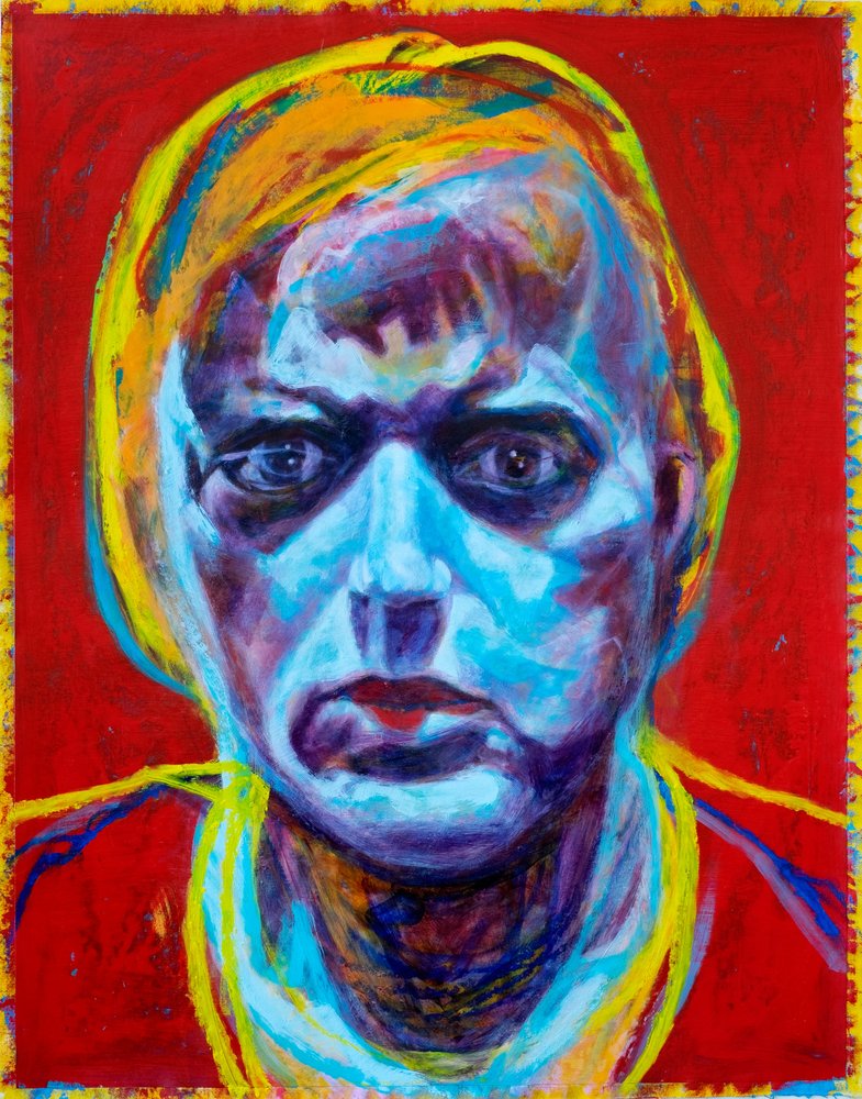 Portrait au visage bleu expressif - Joshua Hoskins