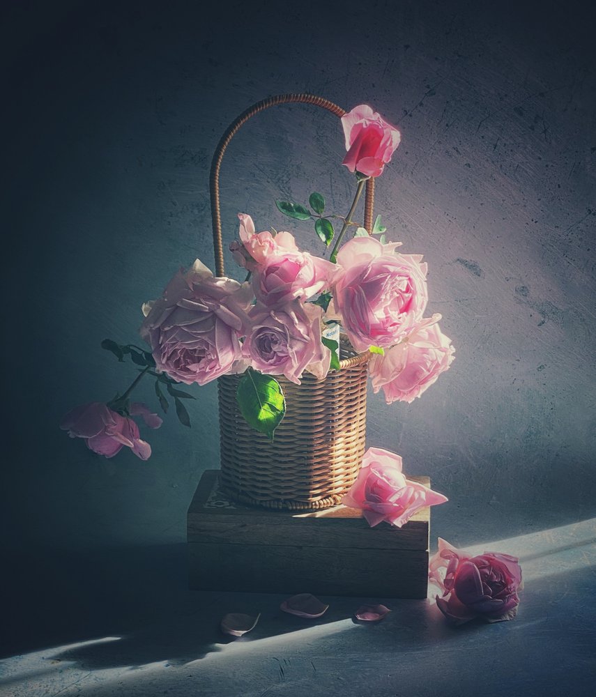 Panier de roses roses - Judy Tseng
