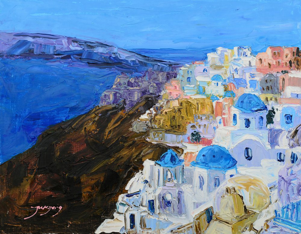 Les dômes bleus de Santorin - Jukyong Park