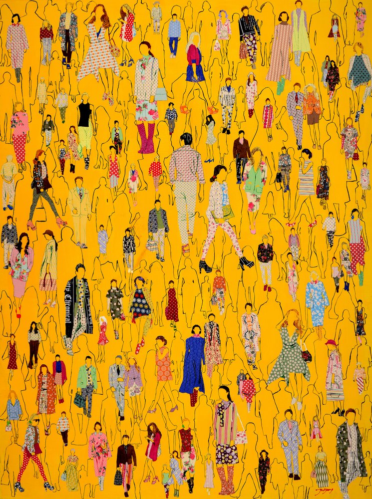 La foule branchée en jaune - Jukyong Park