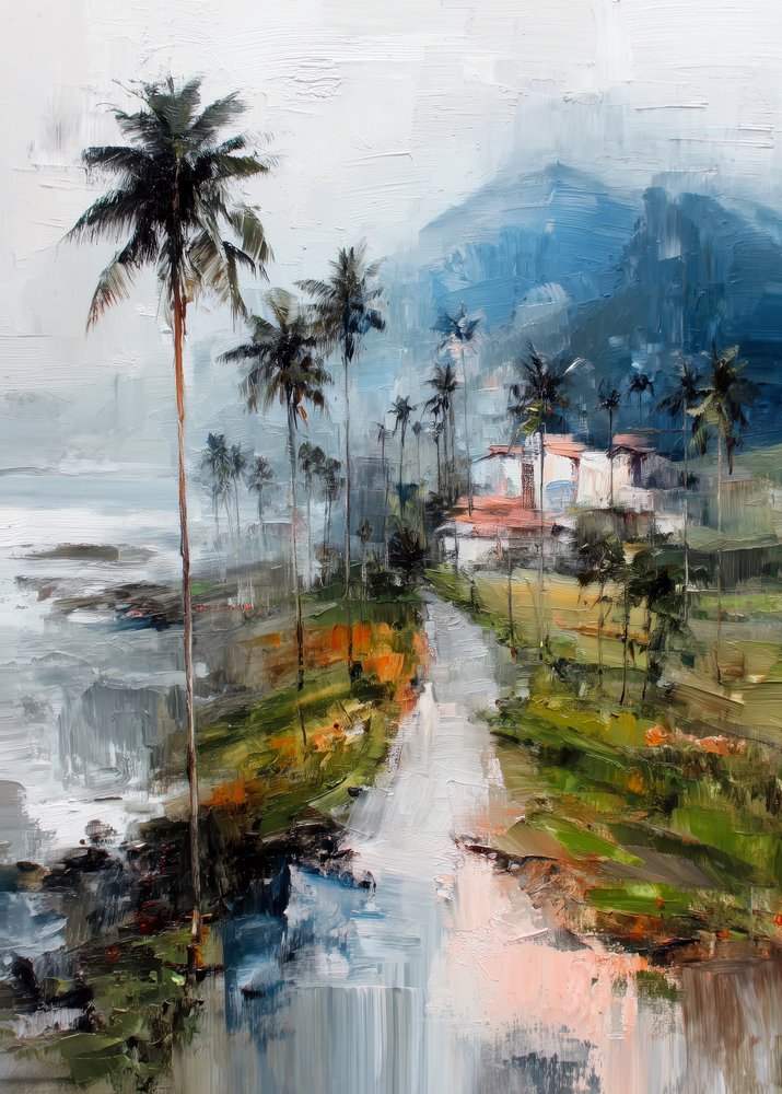 Village tropical brumeux - Justyna Jaszke