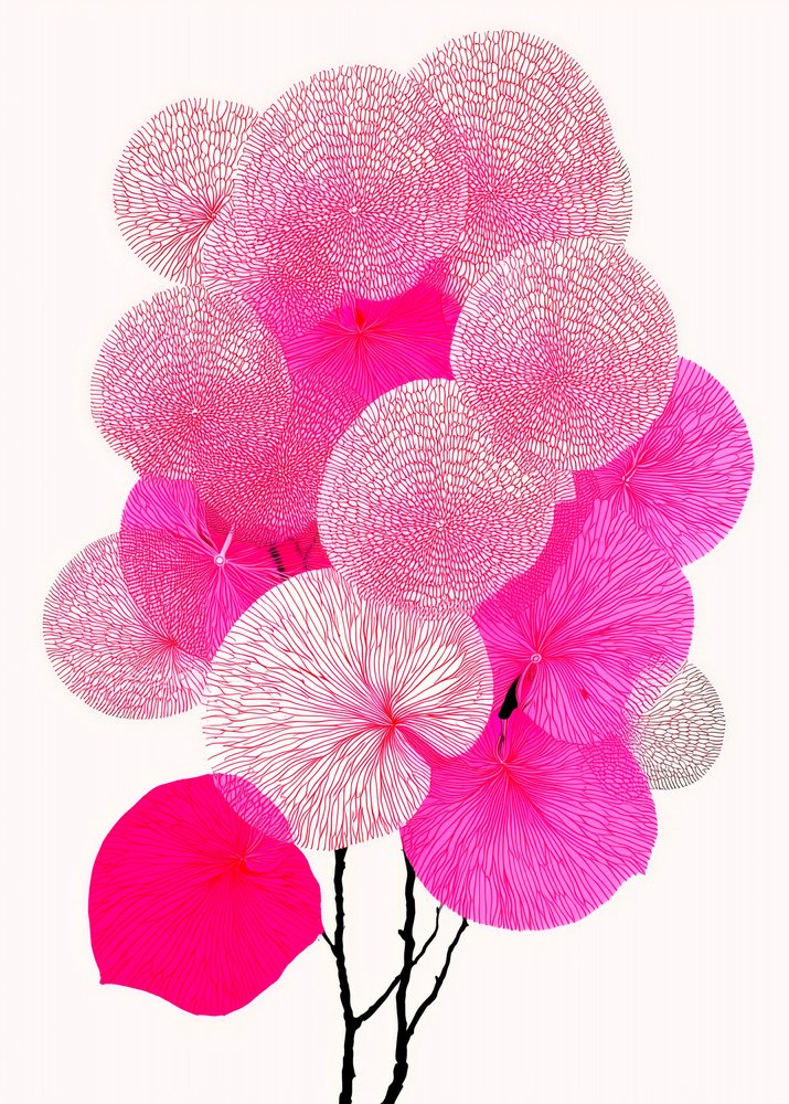 Motifs botaniques roses contemporains - Justyna Jaszke