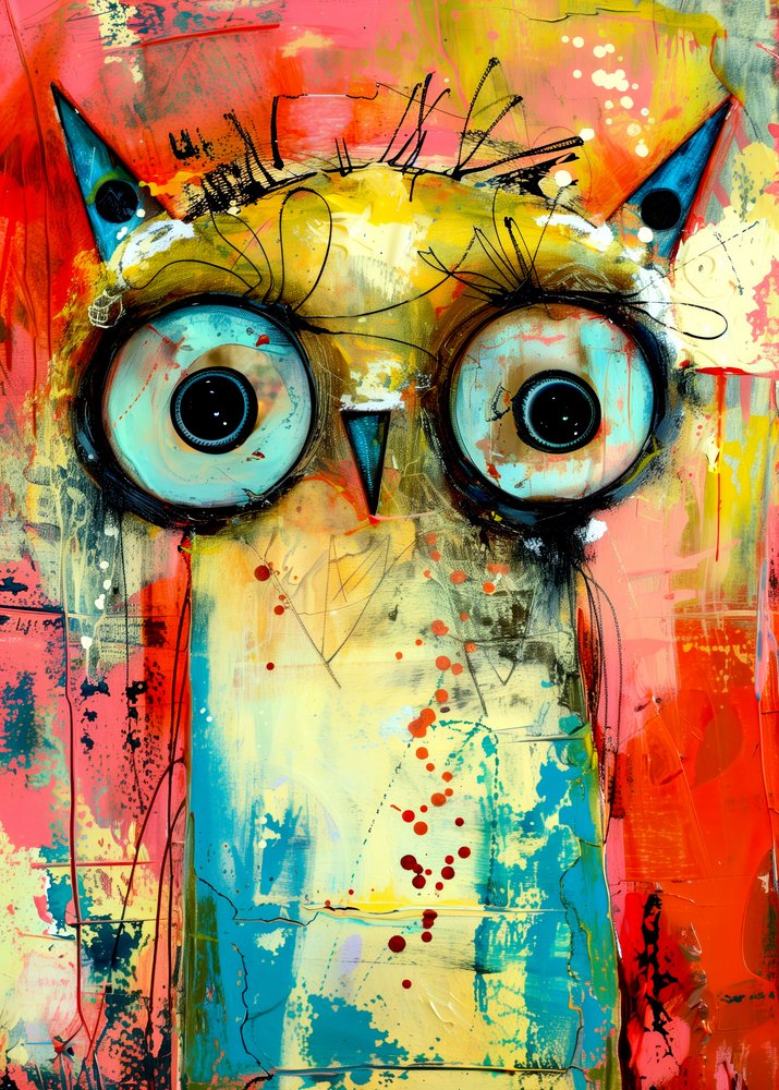 Chouette abstraite aux couleurs vives - Justyna Jaszke