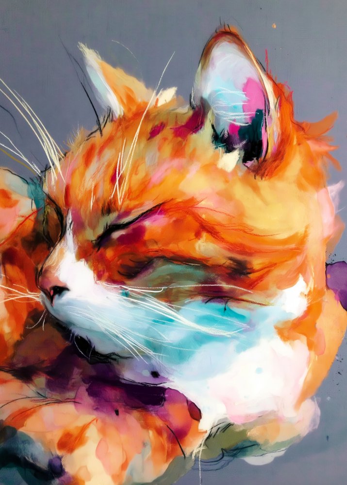 Chat endormi plein de vie - Justyna Jaszke