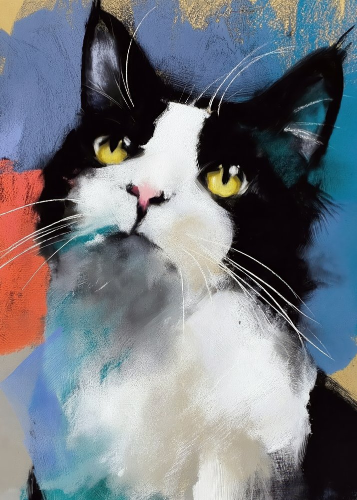 Chat « Tuxedo » aux couleurs vives - Justyna Jaszke