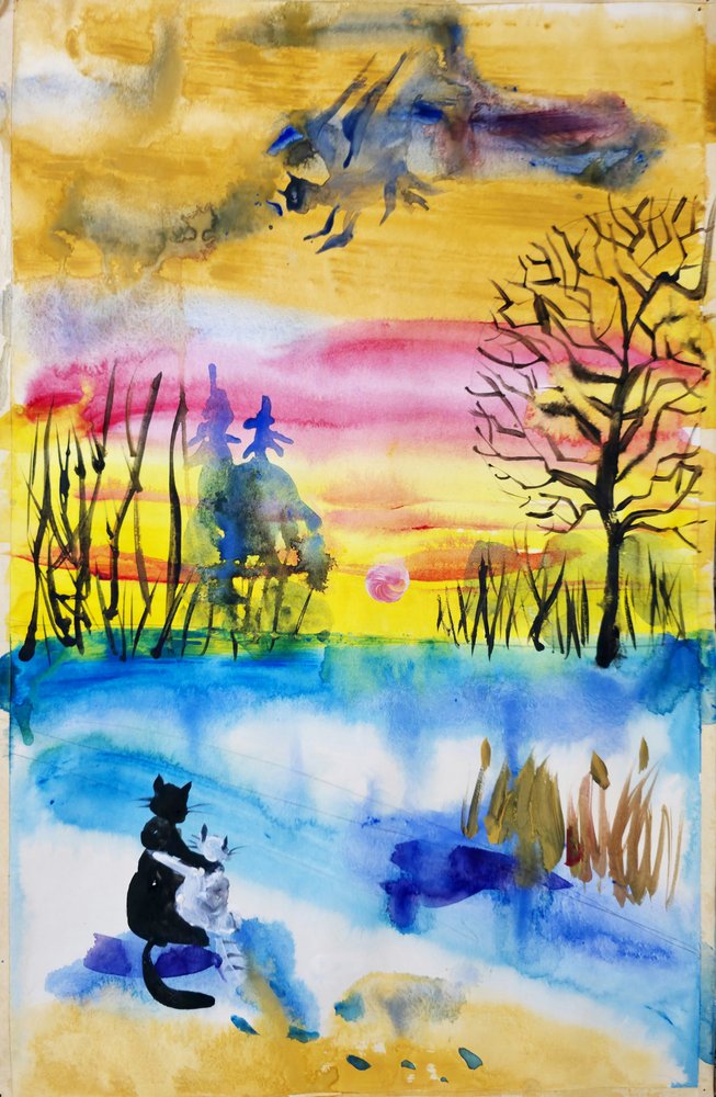 Chats fantaisistes au coucher du soleil - Kanat Ibragimov