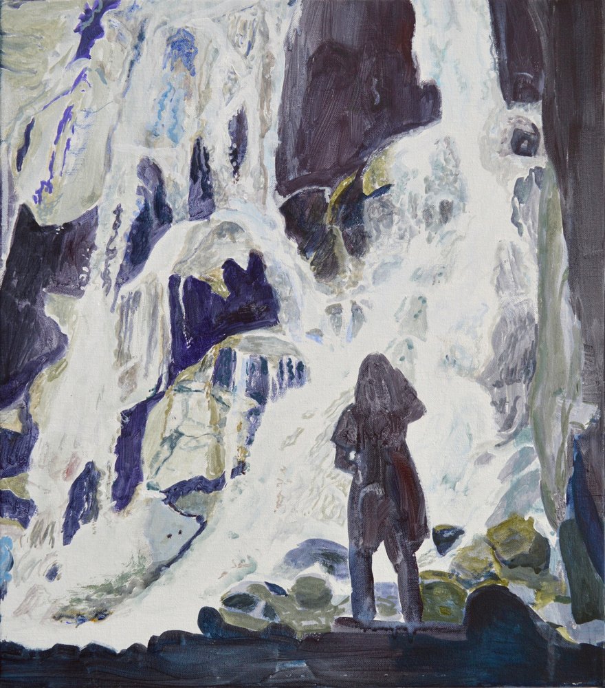 Une personne près de la cascade Majestic - Karin Bos