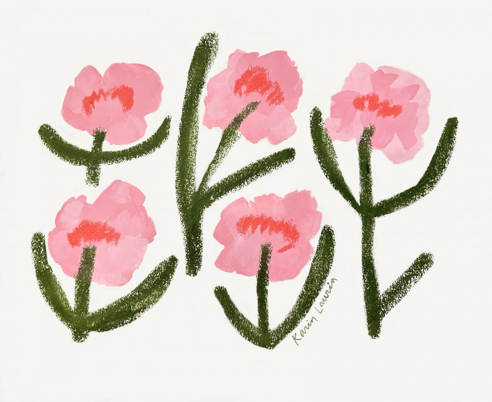 Fleurs roses modernes - Karin Lauria