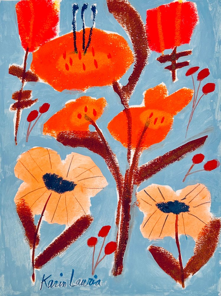 Abstrait floral éclatant - Karin Lauria