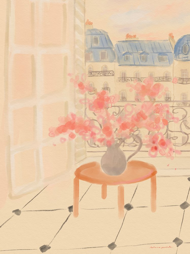 Fleurs de cerisier dans un appartement parisien - Katharina Puritscher