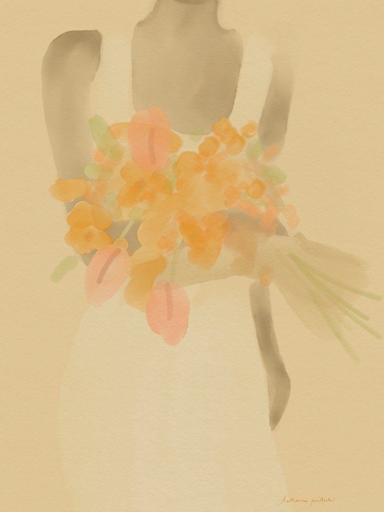 La jeune fille aux fleurs orange - Katharina Puritscher