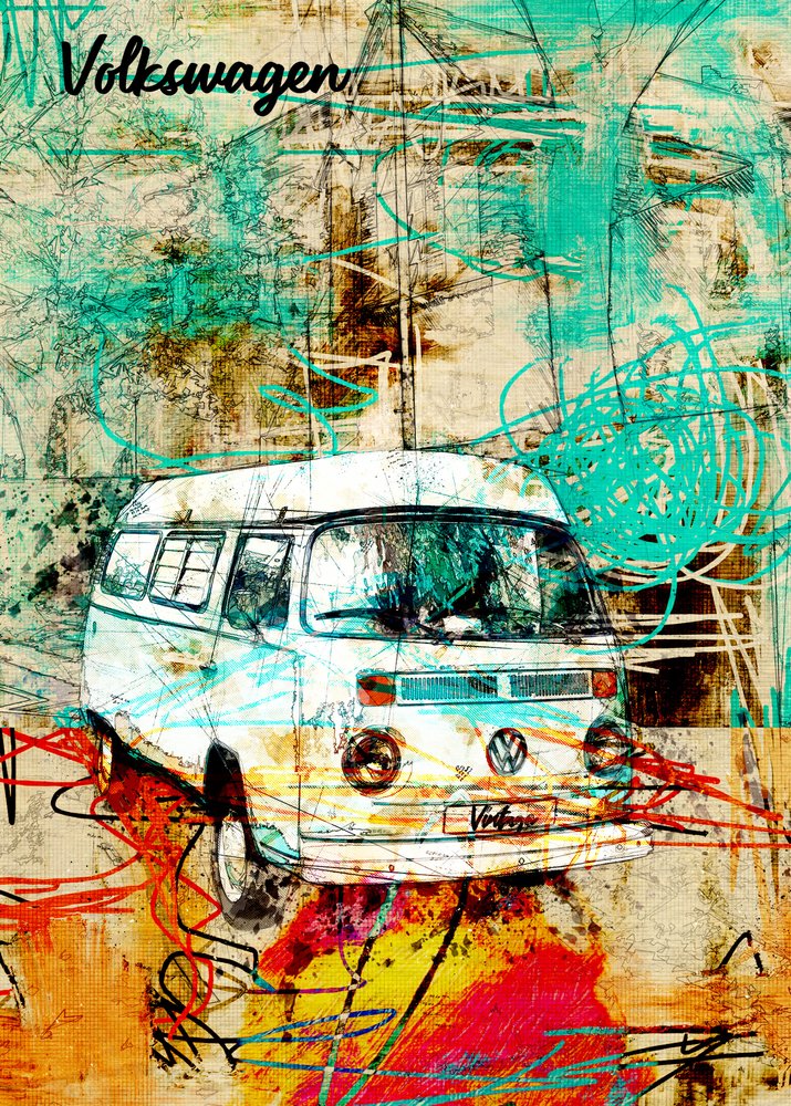 Furgonette rétro Abstract - Lembayung senja studio [Vintage Poster]
