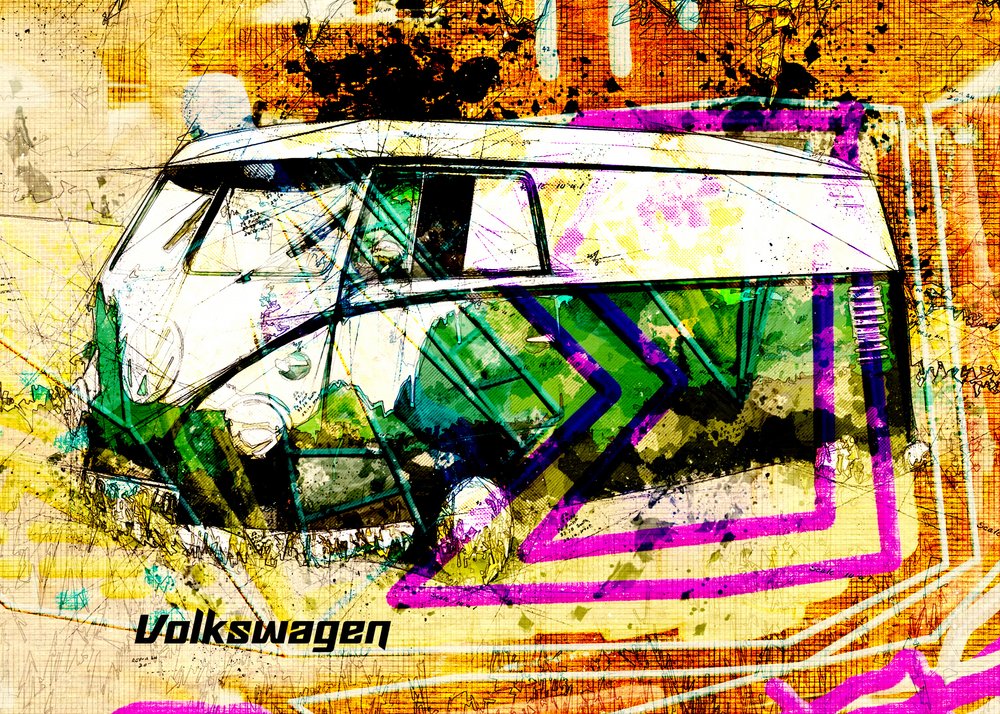 Un bus grunge haut en couleur - Lembayung senja studio [Vintage Poster]