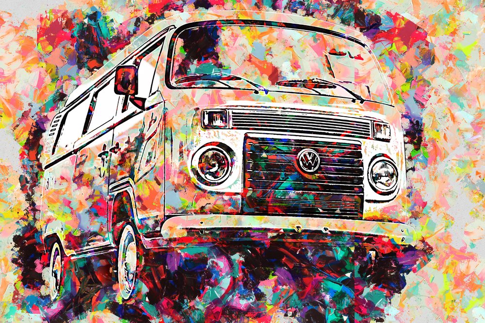 Camionnette abstraite aux couleurs vives - Lembayung senja studio [Vintage Poster]