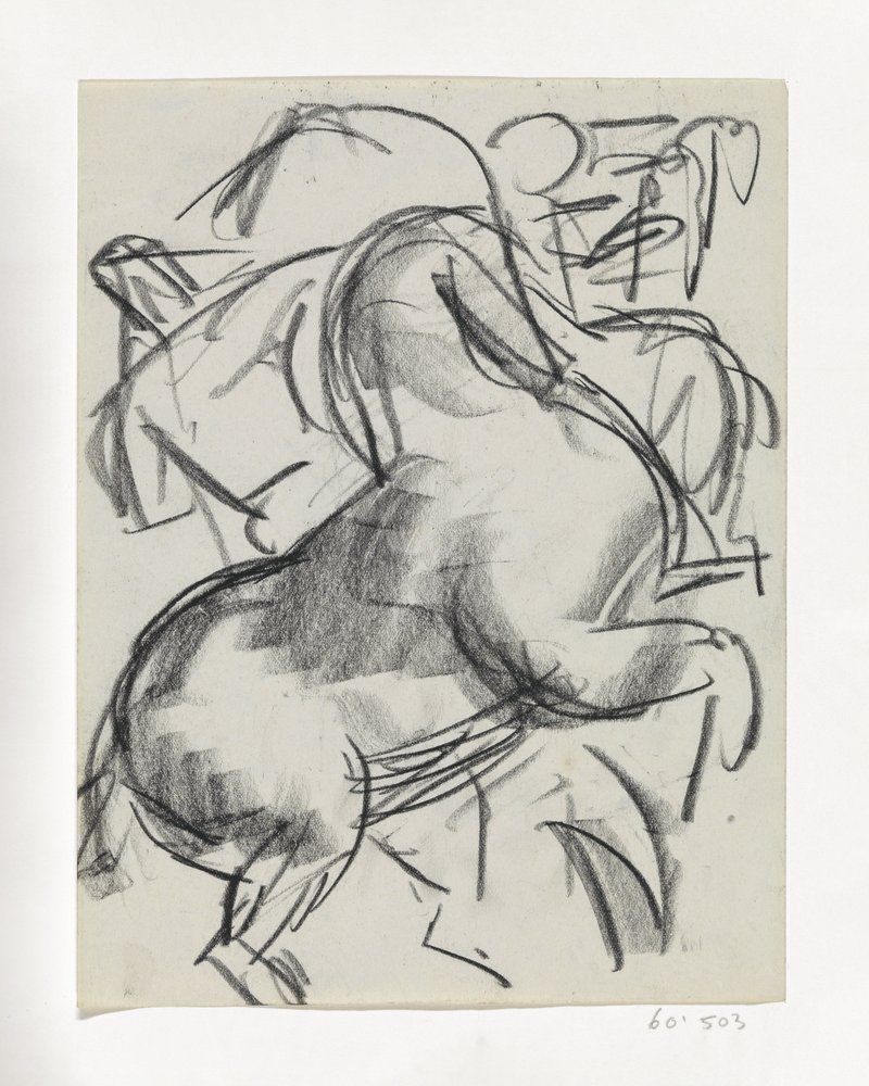 Cheval cabré avec un personnage en arrière-plan - Leo Gestel