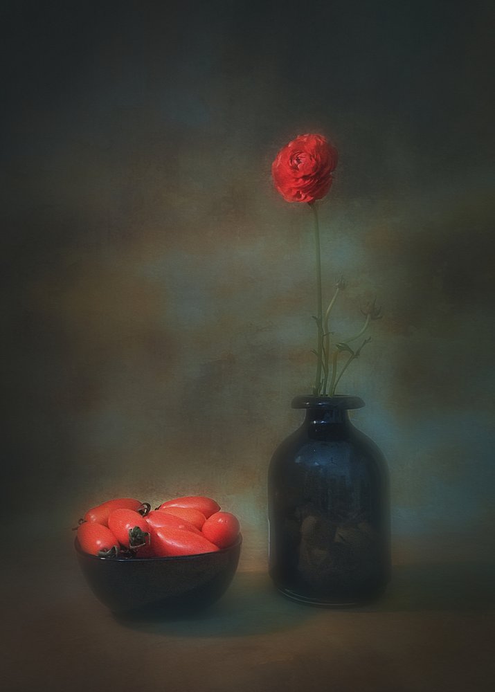 Nature morte aux fleurs rouges - Liu Xing